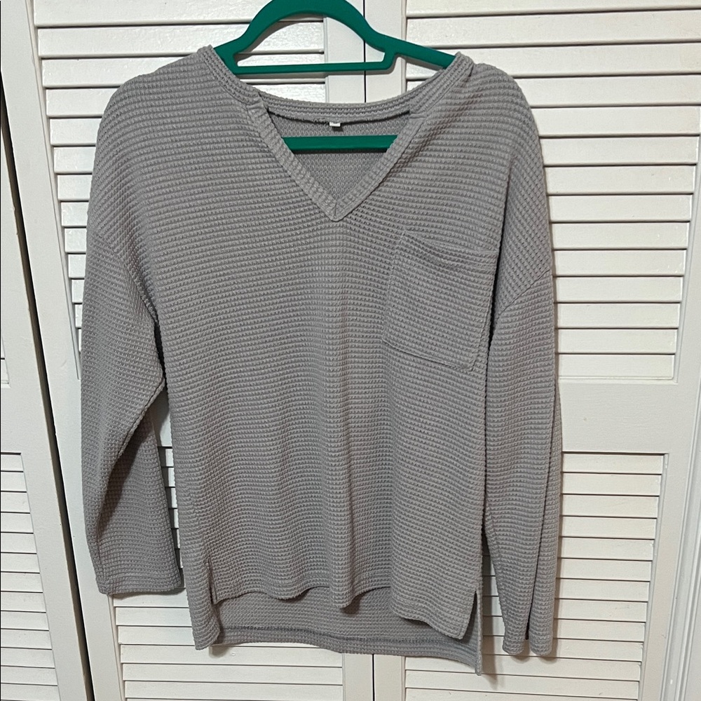 Three Bird Nest Gray Waffle Knit Top